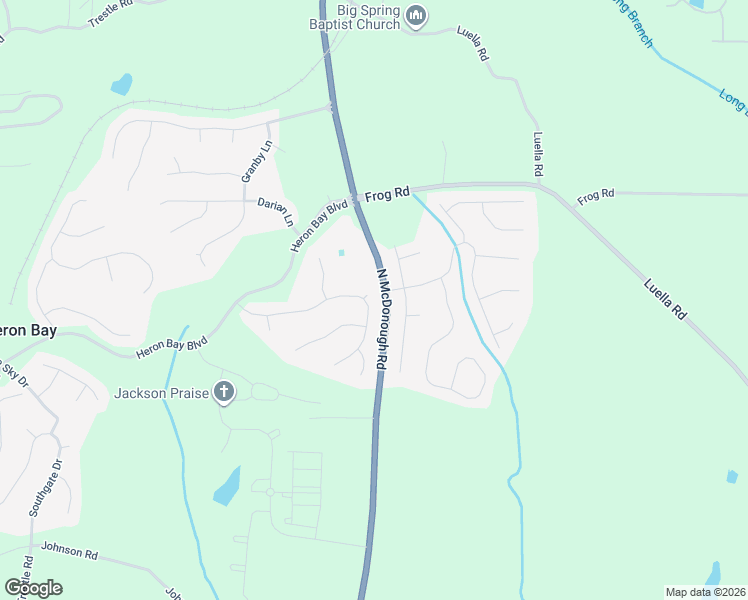 map of restaurants, bars, coffee shops, grocery stores, and more near 207 Lantana Drive in Locust Grove