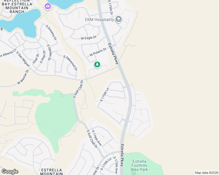 map of restaurants, bars, coffee shops, grocery stores, and more near 17525 West Arroyo Way in Goodyear