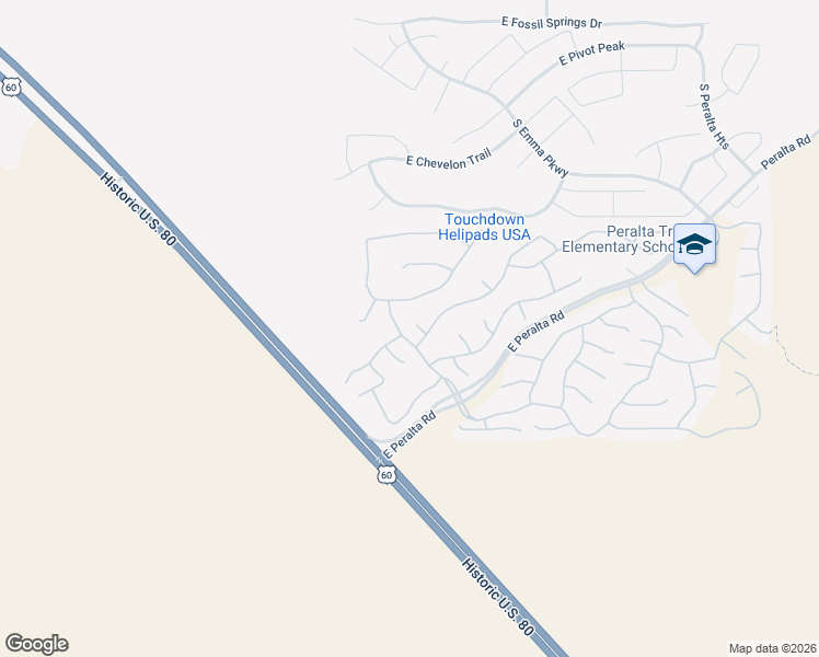 map of restaurants, bars, coffee shops, grocery stores, and more near 8218 South Hidden Trail Court in Gold Canyon