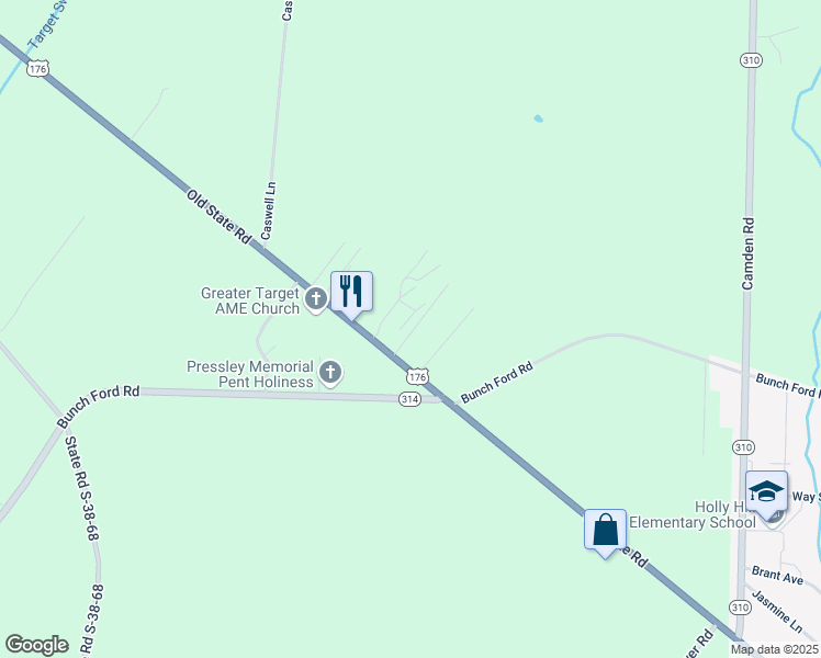 map of restaurants, bars, coffee shops, grocery stores, and more near 231 Coastal Court in Holly Hill
