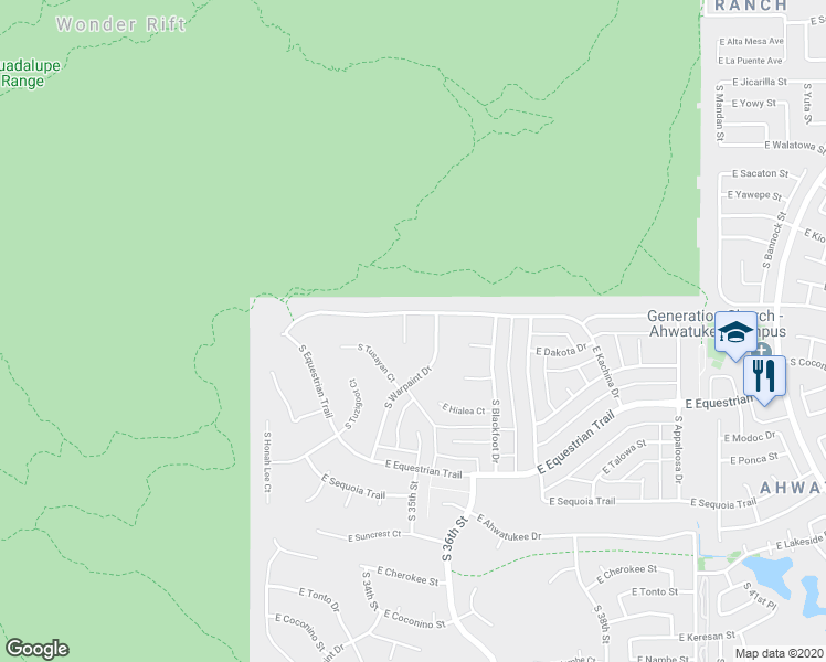 map of restaurants, bars, coffee shops, grocery stores, and more near 11627 South Warcloud Court in Phoenix