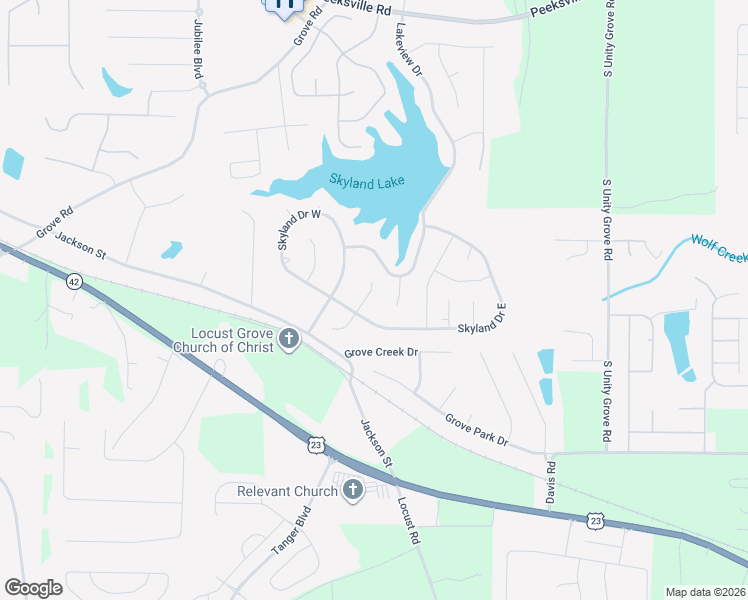 map of restaurants, bars, coffee shops, grocery stores, and more near 169 Brentwood Lane in Locust Grove