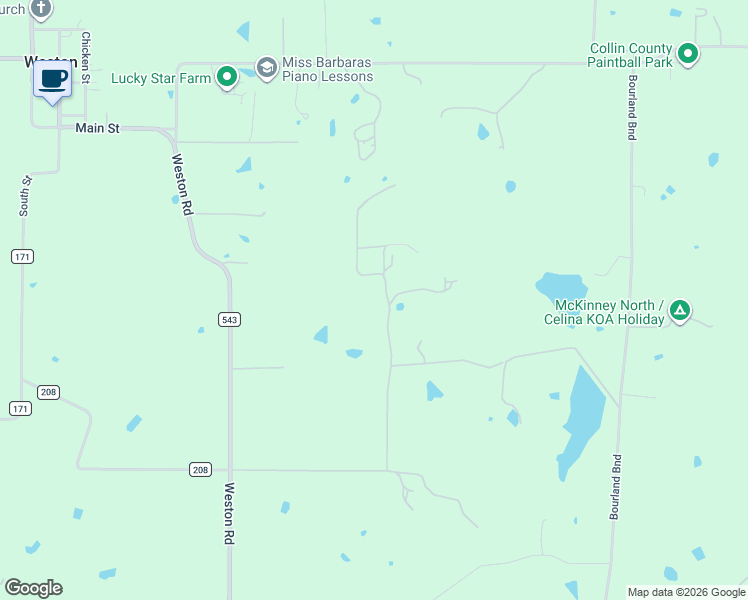 map of restaurants, bars, coffee shops, grocery stores, and more near 3288 Rigsby Lane in Celina