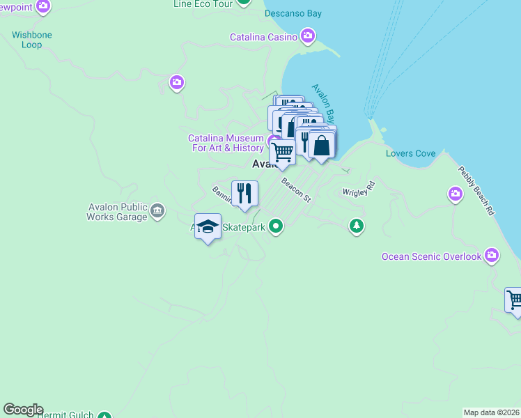 map of restaurants, bars, coffee shops, grocery stores, and more near 373 Tremont Street in Avalon