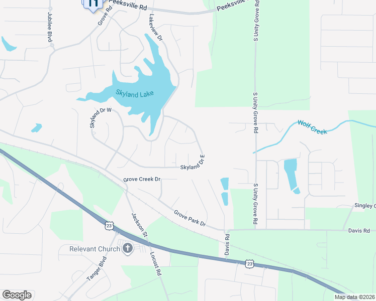 map of restaurants, bars, coffee shops, grocery stores, and more near 225 Boulder Lane in Locust Grove