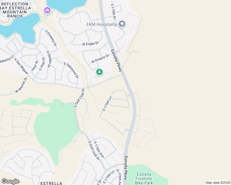 map of restaurants, bars, coffee shops, grocery stores, and more near 17525 West Arroyo Way in Goodyear
