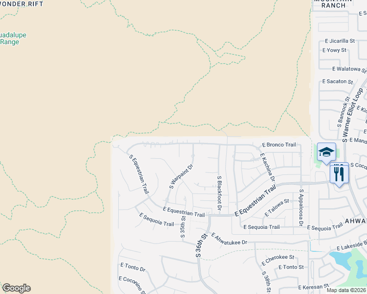 map of restaurants, bars, coffee shops, grocery stores, and more near 11627 South Warcloud Court in Phoenix
