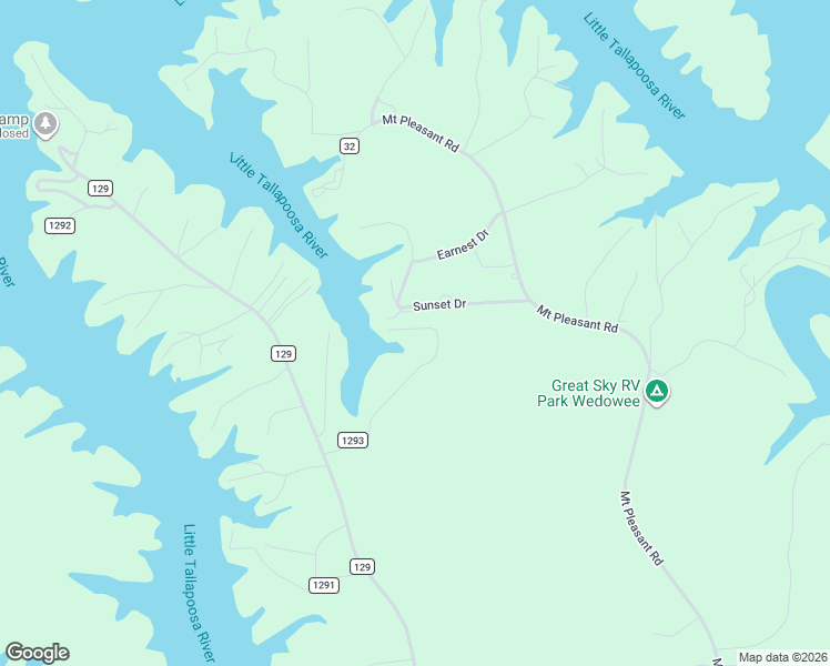 map of restaurants, bars, coffee shops, grocery stores, and more near 523 County Road 1293 in Wedowee