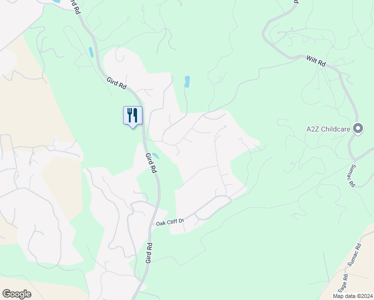 map of restaurants, bars, coffee shops, grocery stores, and more near 2821 Golfview Drive in Fallbrook
