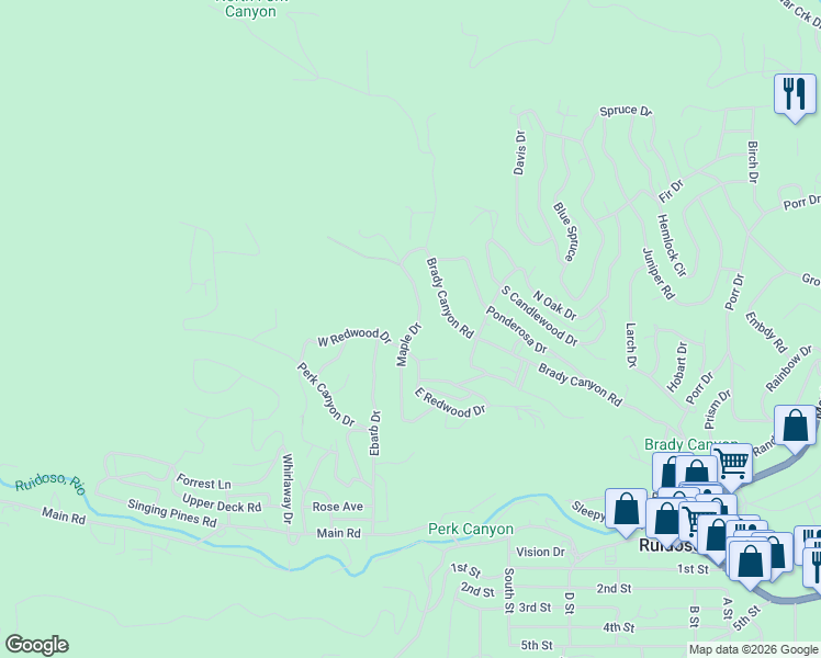 map of restaurants, bars, coffee shops, grocery stores, and more near 130 Maple Drive in Ruidoso