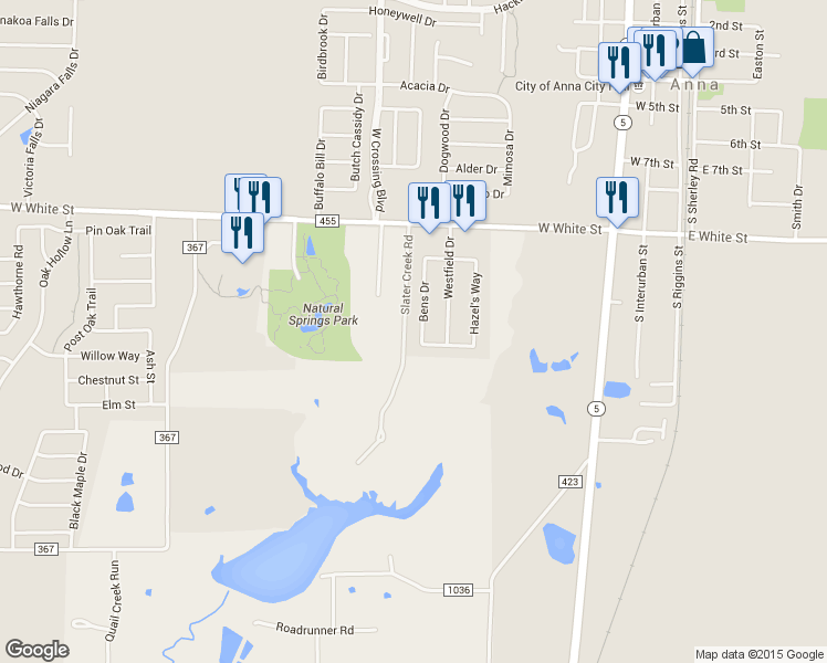 map of restaurants, bars, coffee shops, grocery stores, and more near 934 Bens Drive in Anna