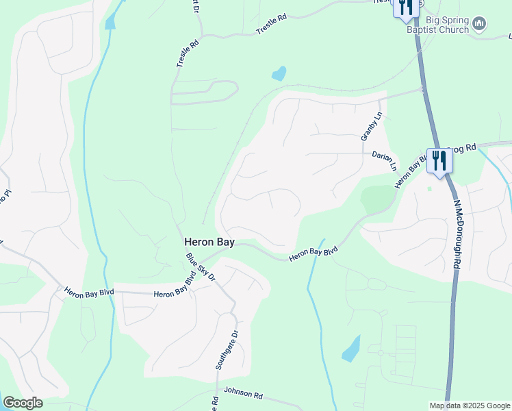 map of restaurants, bars, coffee shops, grocery stores, and more near 1212 Shelborne Way in Locust Grove