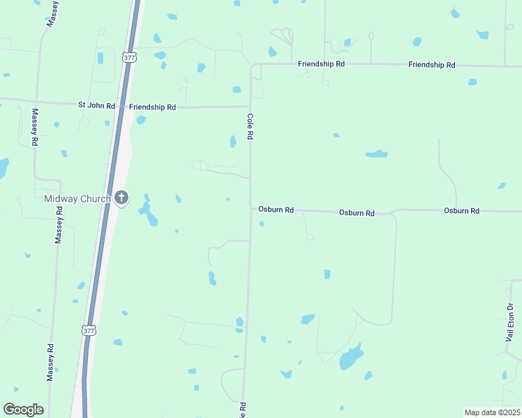 map of restaurants, bars, coffee shops, grocery stores, and more near 65603 Osburn Road in Pilot Point