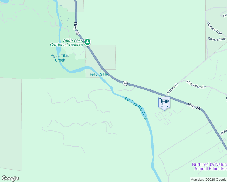 map of restaurants, bars, coffee shops, grocery stores, and more near Pauma Ridge Road in Valley Center