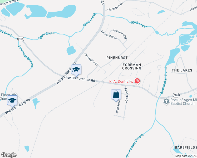 map of restaurants, bars, coffee shops, grocery stores, and more near 2370 Willis Foreman Road in Hephzibah