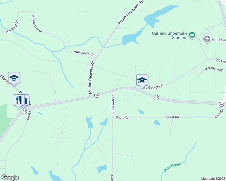 map of restaurants, bars, coffee shops, grocery stores, and more near 3473 Georgia 16 in Sharpsburg