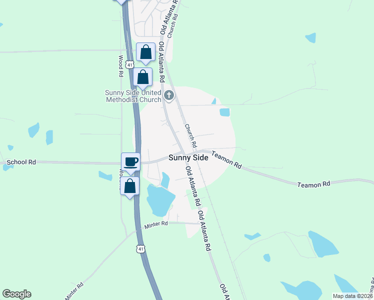 map of restaurants, bars, coffee shops, grocery stores, and more near in Sunny Side