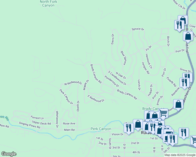 map of restaurants, bars, coffee shops, grocery stores, and more near 300-392 Brady Canyon Rd in Ruidoso