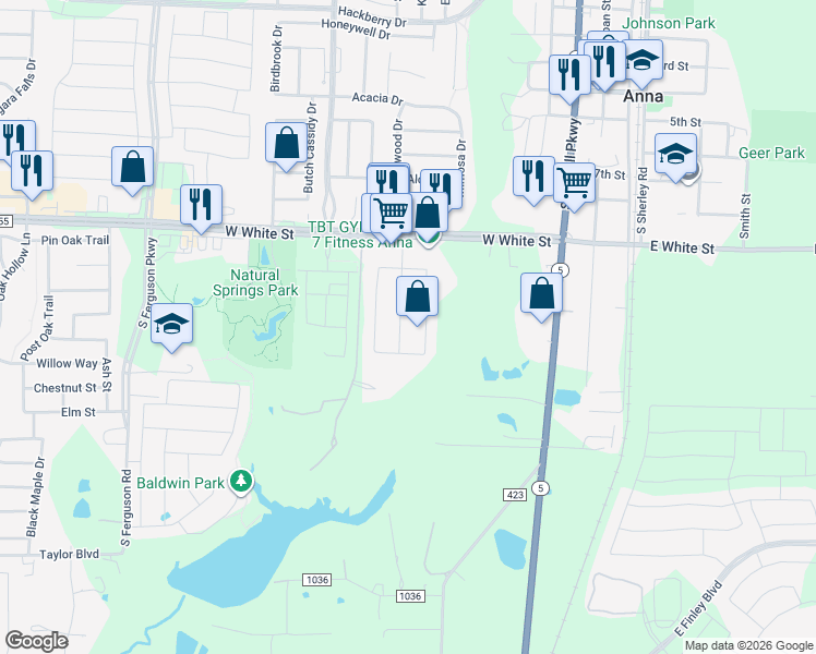 map of restaurants, bars, coffee shops, grocery stores, and more near 902 Westfield Drive in Anna