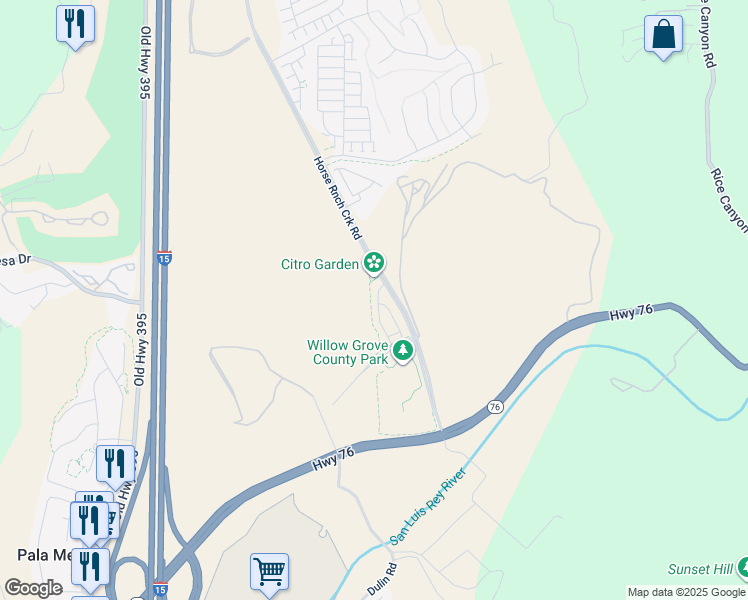 map of restaurants, bars, coffee shops, grocery stores, and more near 34758 Criollo Way in Fallbrook