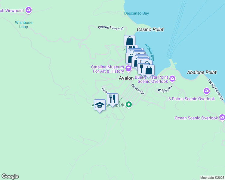 map of restaurants, bars, coffee shops, grocery stores, and more near 200 Tremont Street in Avalon