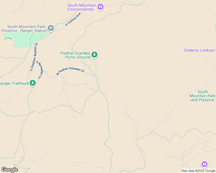 map of restaurants, bars, coffee shops, grocery stores, and more near Phoenix South Mountain Park in Phoenix