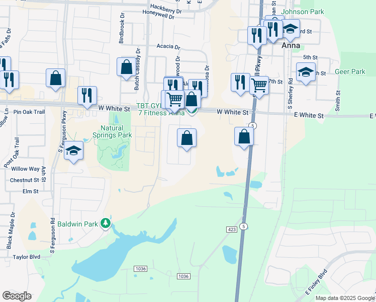 map of restaurants, bars, coffee shops, grocery stores, and more near 914 Hazel's Way in Anna