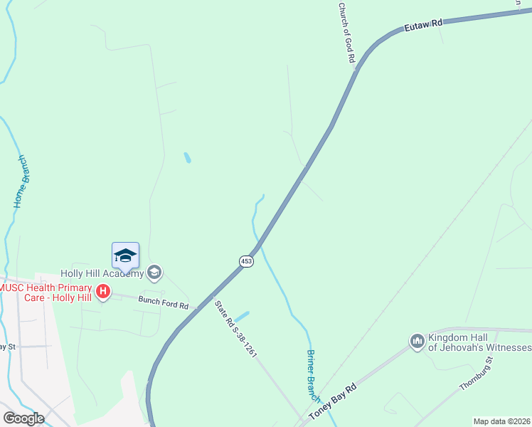 map of restaurants, bars, coffee shops, grocery stores, and more near 2160 Eutaw Road in Holly Hill