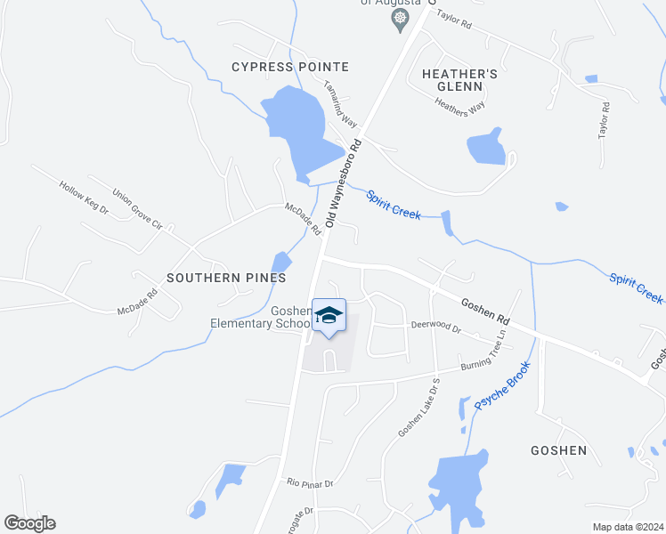 map of restaurants, bars, coffee shops, grocery stores, and more near 1748 Goshen Road in Augusta