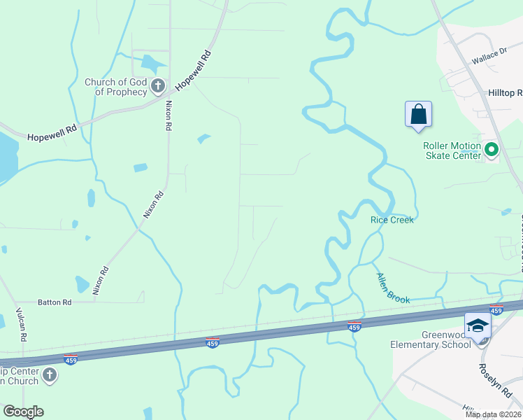 map of restaurants, bars, coffee shops, grocery stores, and more near 3057 Pack Road Southeast in Bessemer