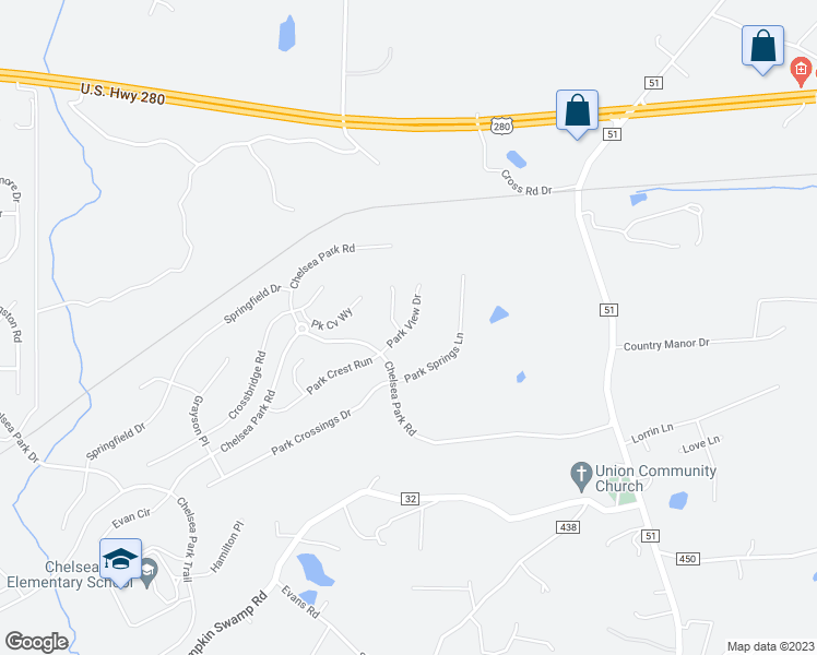 map of restaurants, bars, coffee shops, grocery stores, and more near Park View Drive in Chelsea