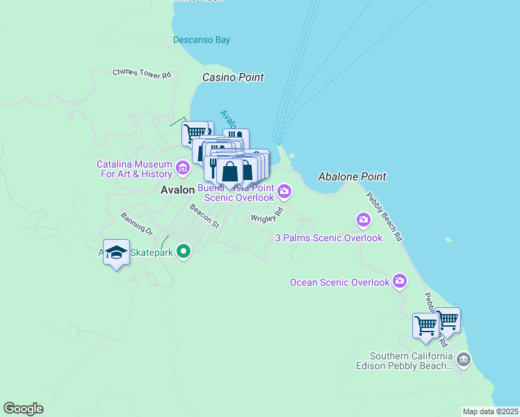 map of restaurants, bars, coffee shops, grocery stores, and more near 162 Middle Terrace Road in Avalon