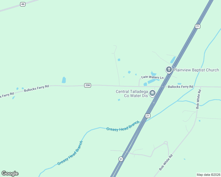 map of restaurants, bars, coffee shops, grocery stores, and more near 1793 Bullocks Ferry Road in Talladega