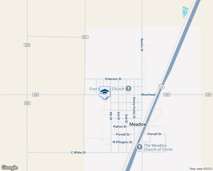 map of restaurants, bars, coffee shops, grocery stores, and more near 603 Cooper Street in Meadow