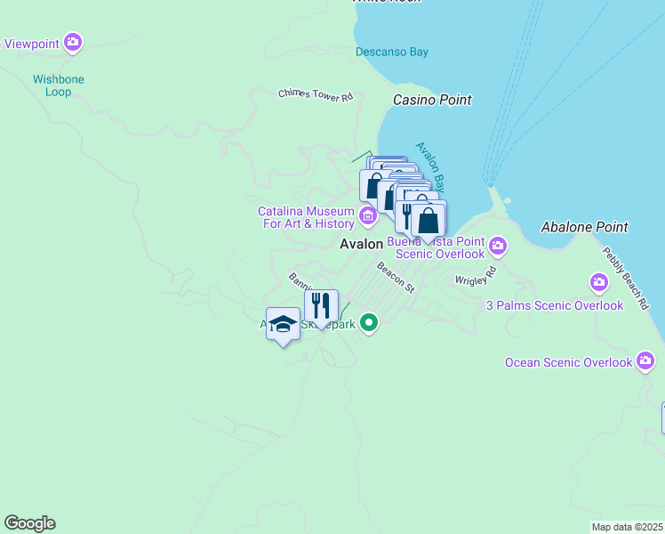map of restaurants, bars, coffee shops, grocery stores, and more near 335 Metropole Avenue in Avalon