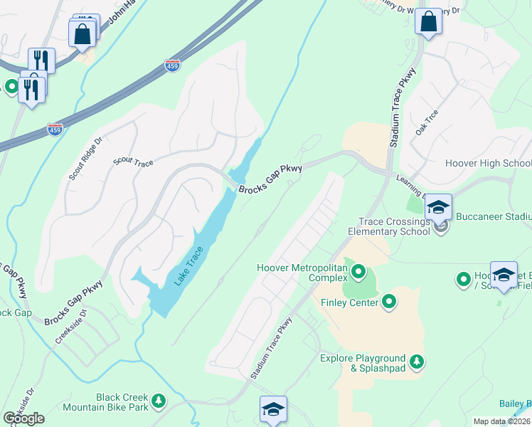 map of restaurants, bars, coffee shops, grocery stores, and more near 5671 Chestnut Trace in Birmingham