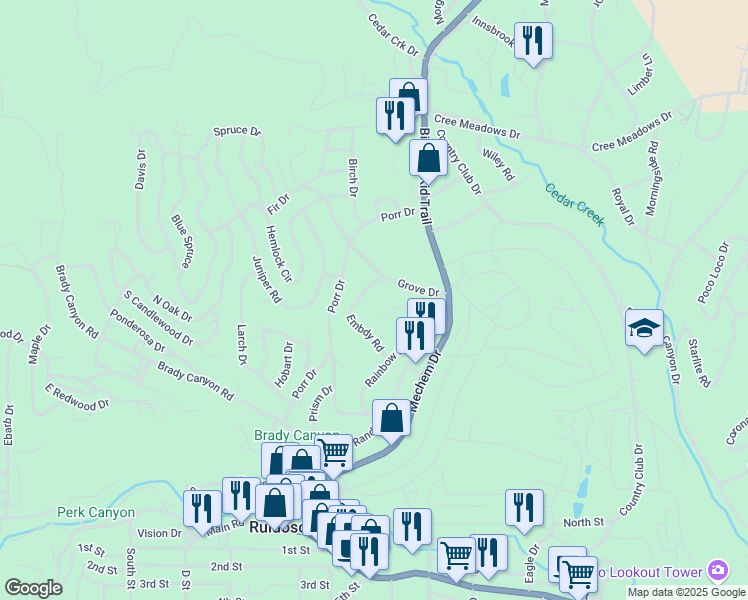 map of restaurants, bars, coffee shops, grocery stores, and more near 103 Embdy Road in Ruidoso