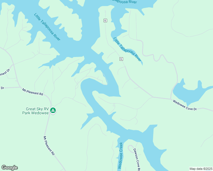 map of restaurants, bars, coffee shops, grocery stores, and more near Anchor Bay in Wedowee