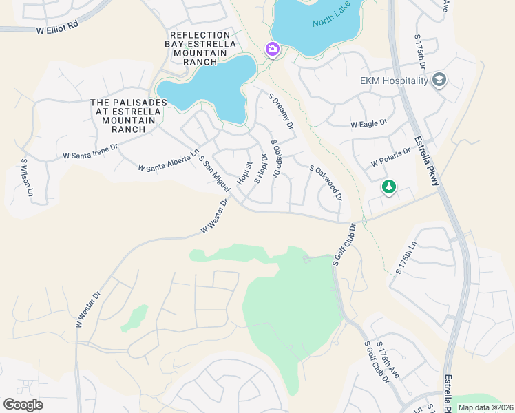 map of restaurants, bars, coffee shops, grocery stores, and more near 17983 West Hubbard Drive in Goodyear