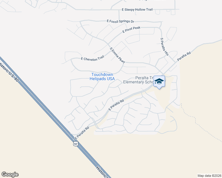 map of restaurants, bars, coffee shops, grocery stores, and more near 10311 East Second Water Trail in Gold Canyon