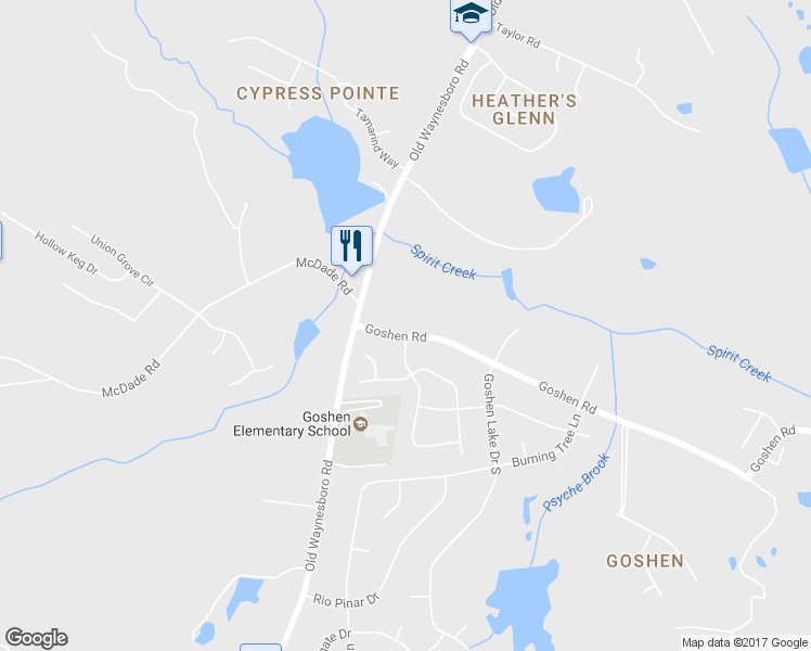 map of restaurants, bars, coffee shops, grocery stores, and more near 1741 Goshen Road in Augusta