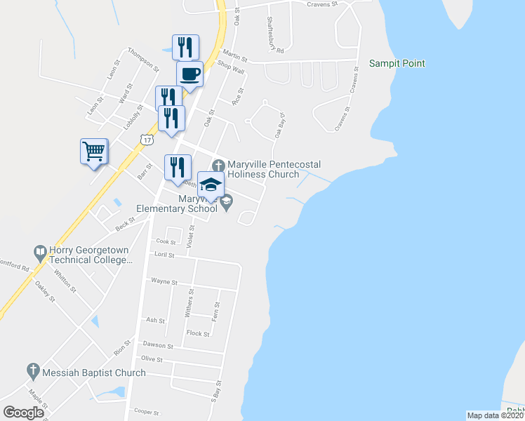 map of restaurants, bars, coffee shops, grocery stores, and more near 2023 Asbury Street in Georgetown