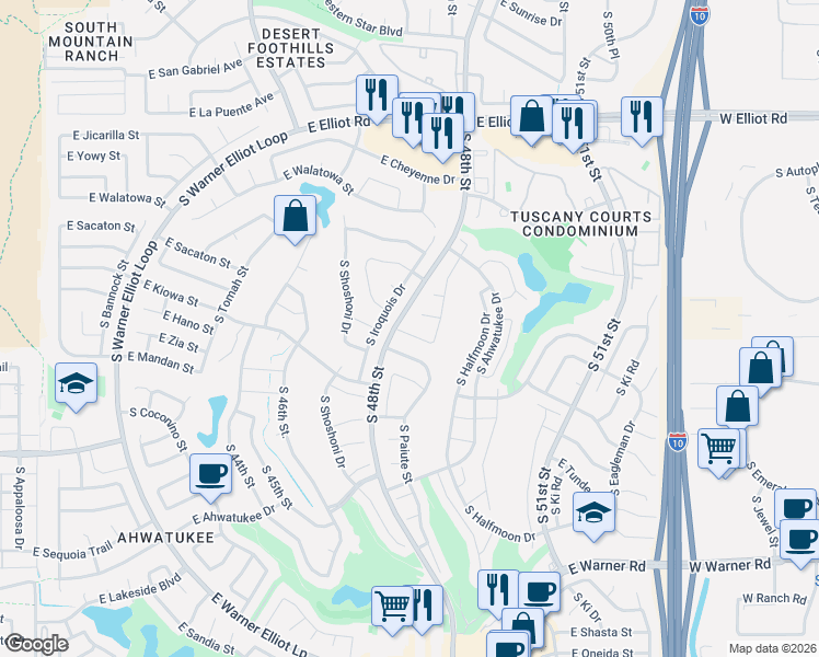 map of restaurants, bars, coffee shops, grocery stores, and more near 4824 East Mohave Street in Phoenix