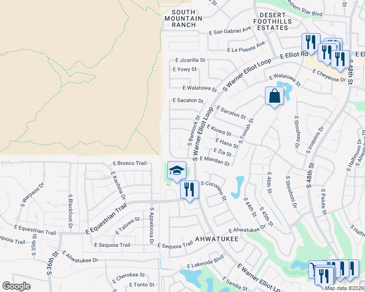 map of restaurants, bars, coffee shops, grocery stores, and more near 11459 South Bannock Street in Phoenix