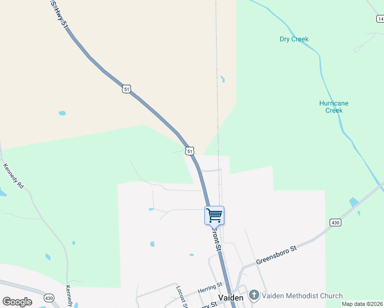 map of restaurants, bars, coffee shops, grocery stores, and more near 8490 U.S. 51 in Vaiden