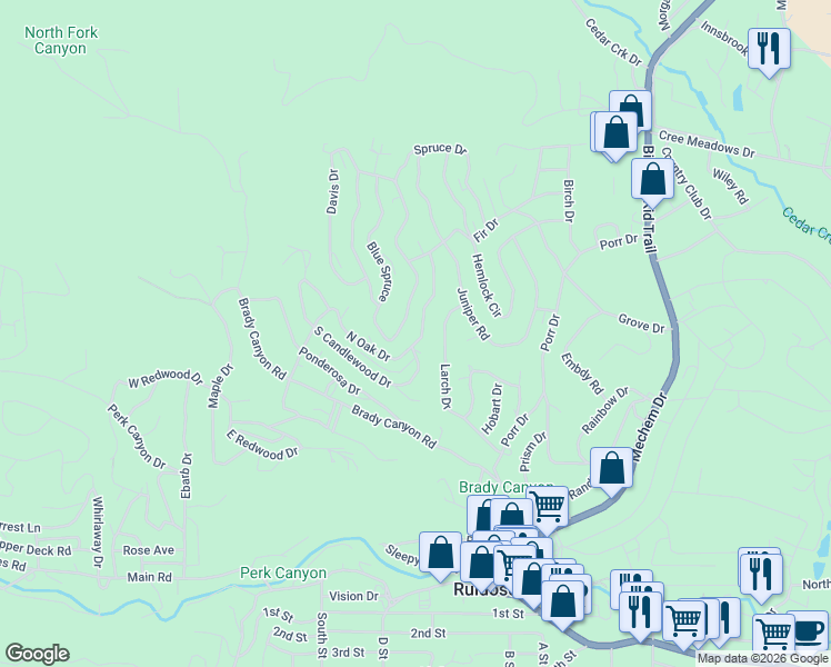 map of restaurants, bars, coffee shops, grocery stores, and more near 145 North Oak Drive in Ruidoso