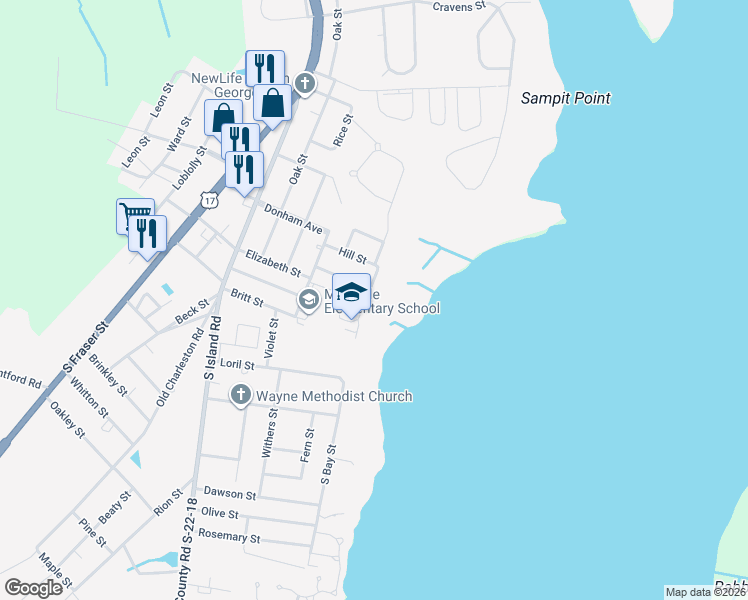 map of restaurants, bars, coffee shops, grocery stores, and more near 2023 Asbury Street in Georgetown