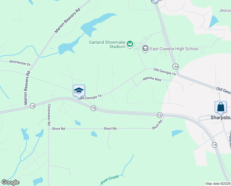 map of restaurants, bars, coffee shops, grocery stores, and more near 276 Old Georgia 16 in Sharpsburg