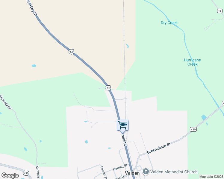 map of restaurants, bars, coffee shops, grocery stores, and more near 8490 U.S. 51 in Vaiden