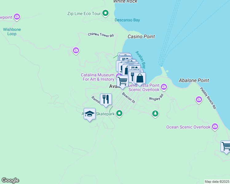 map of restaurants, bars, coffee shops, grocery stores, and more near 320 Metropole Avenue in Avalon